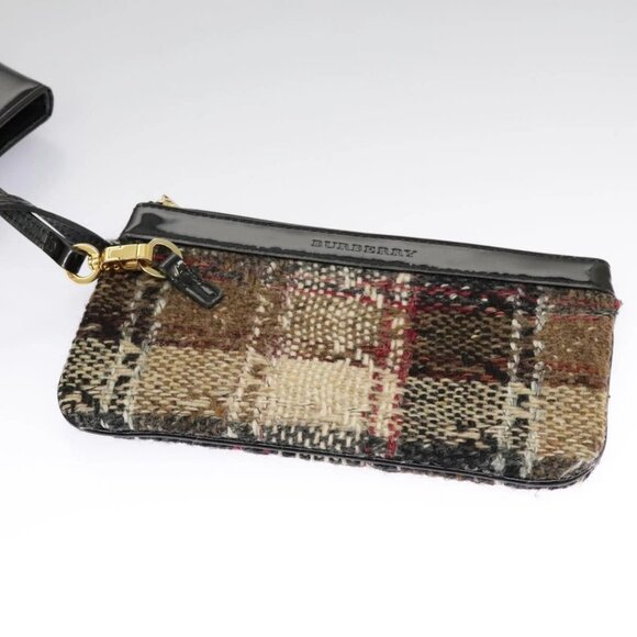 BURBERRY Nova Check Tote Bag Wool Leather Beige Black Gold - Picture 13 of 16